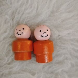 Lot Of 2 Vintage Fisher-Price Little People 1970s Orange Boy